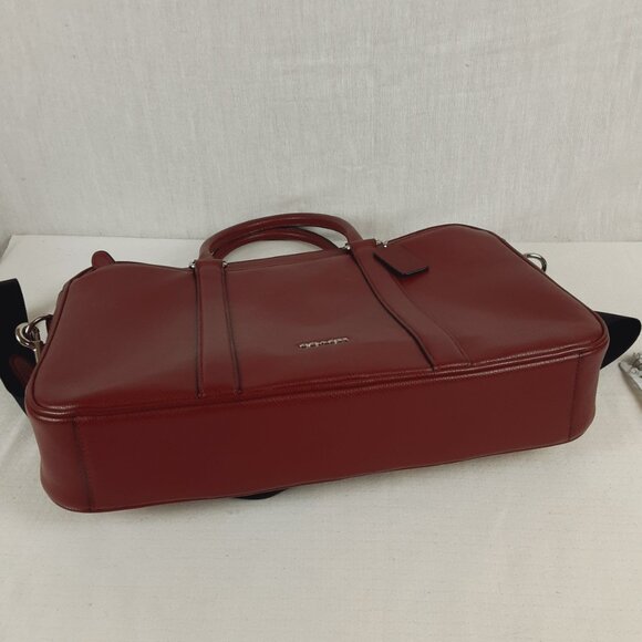 Coach #71681 Crossgrain Leather Briefcase Slim Brief Red Laptop Case Crossbody - Picture 16 of 16